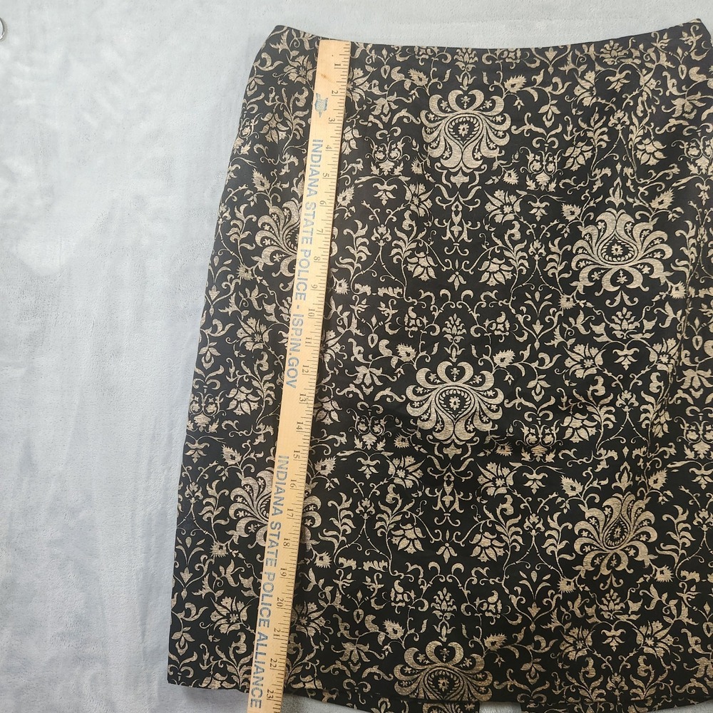 Talbots Skirt size 12 Black Gold Paisley Pencil Knee Career Wedding Church - Picture 3 of 9